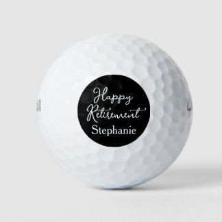 Balles De Golf Fête de retraite élégante noire et blanche