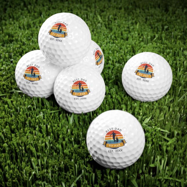 Balles De Golf Fête des pères rétro Best Papa par Par Custom (Best Dad By Par Retro Fathers Day Custom Golf Balls)