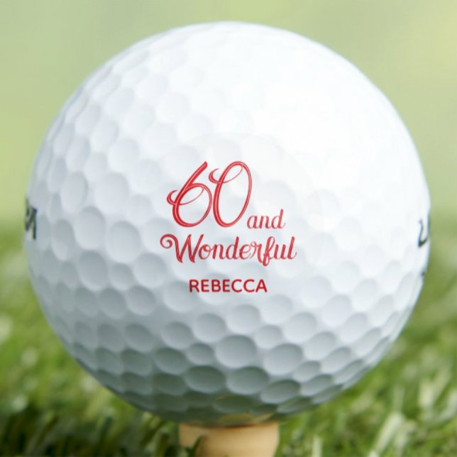 Balles De Golf Fête moderne 60e anniversaire rouge 60 ans simple (Créateur téléchargé)