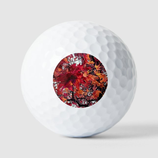 Balles De Golf Feuille orange et rouge (Recto)