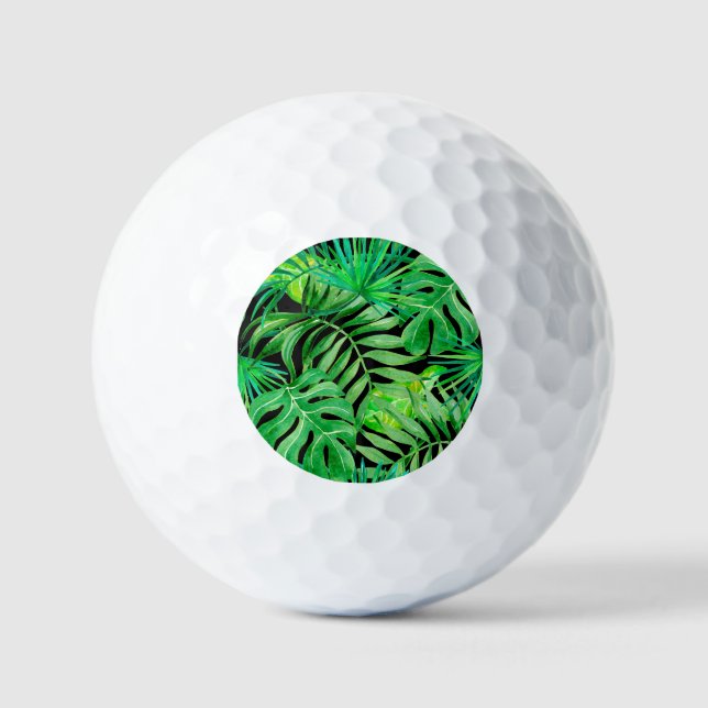 Balles De Golf Feuilles d'aquarelle tropicale : Élégance transpar (Recto)