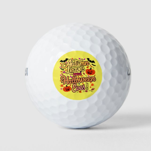 Balles De Golf Feuilles d'automne et Halloween Eves Design Art (Devant)