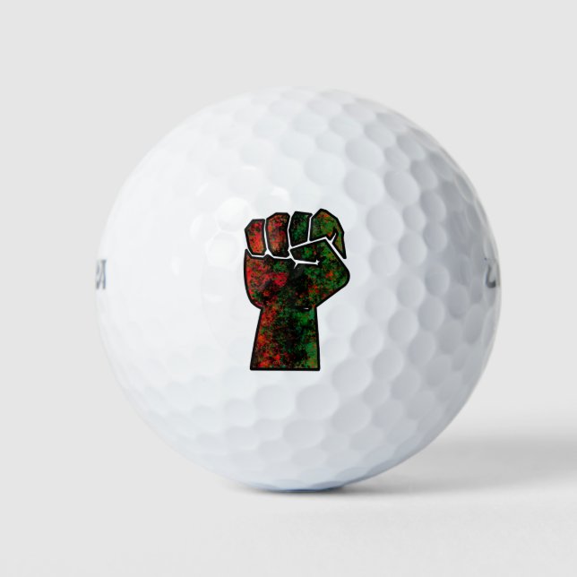 Balles De Golf fierté noire drapeau rouge vert poing panafricain  (Devant)