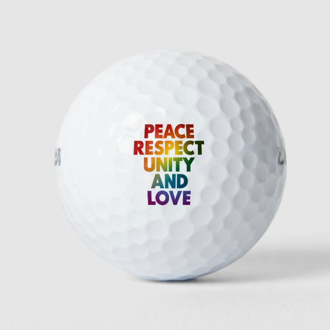 Balles De Golf Fierté Paix Respect Unité Et Amour  (Devant)