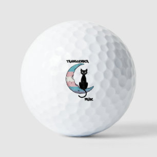 Balles De Golf Fierté transgenre - Chat noir sur la lune transsex