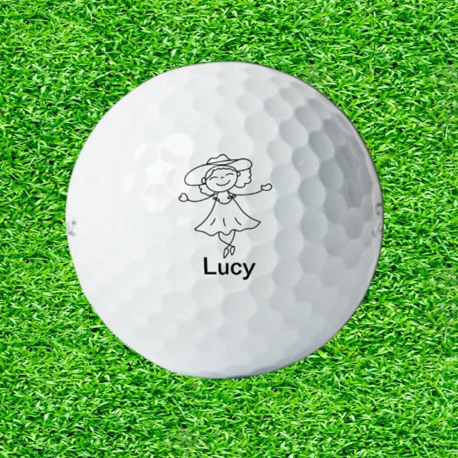 Balles De Golf Fille parfaite Doodle personnages en allumettes (Swinging into Perfection!)