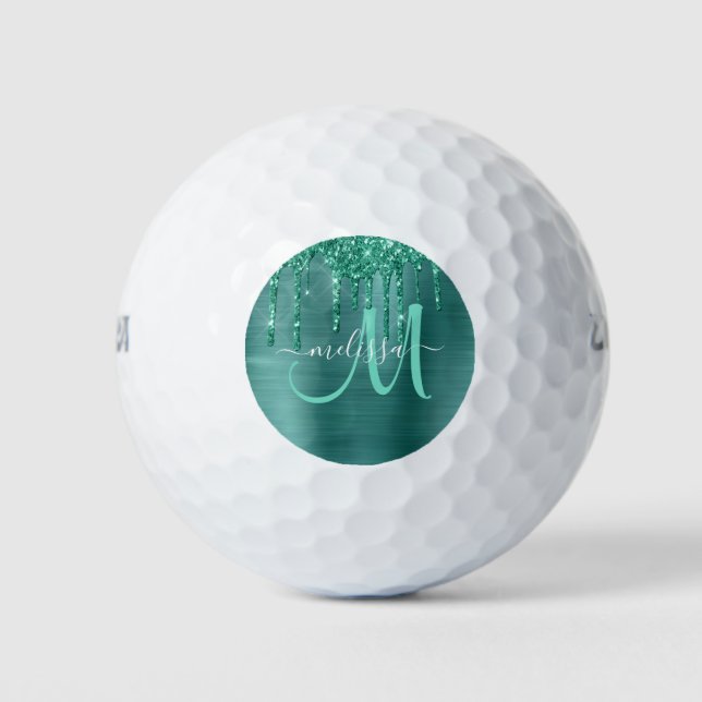 Balles De Golf Fille Turquoise brossé Déchets de métal Nom de la  (Devant)