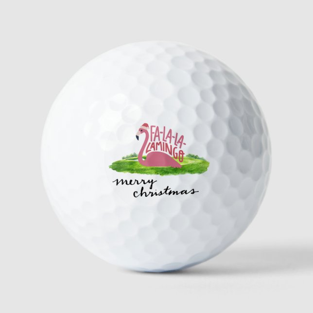 Balles De Golf Flamant rose avec Santa Hat (Recto)