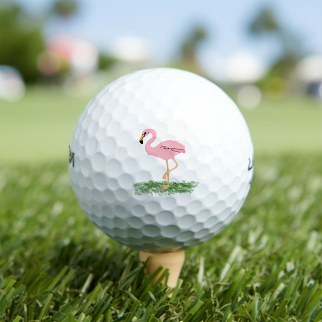 Balles De Golf Flamant rose Dans L'Herbe (Créateur téléchargé)