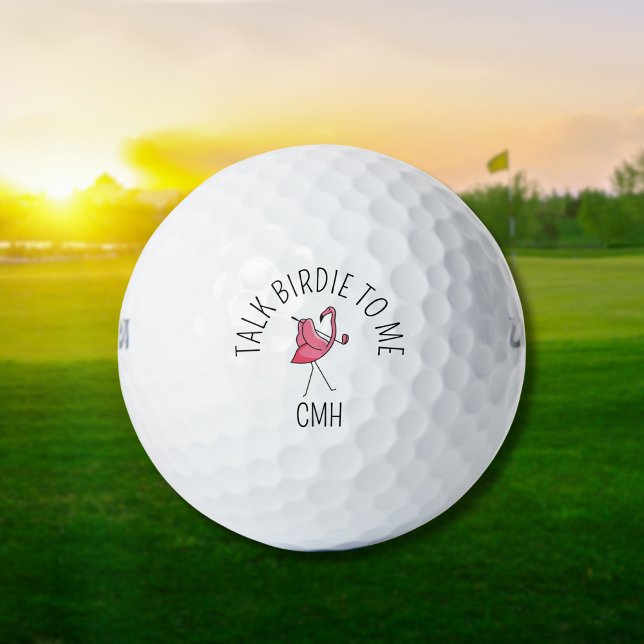 Balles De Golf Flamant rose de golf moderne monogrammé Birdie to  (Fun, stylish, and gift-ready.)