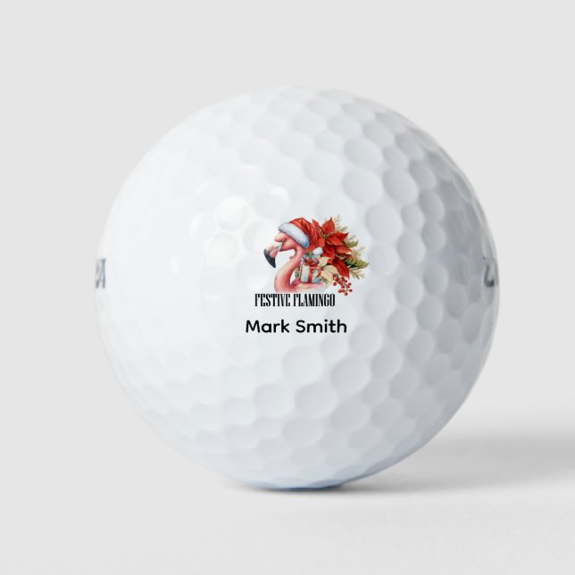 Balles De Golf Flamant rose de Noël pour Floride Golfer (Devant)