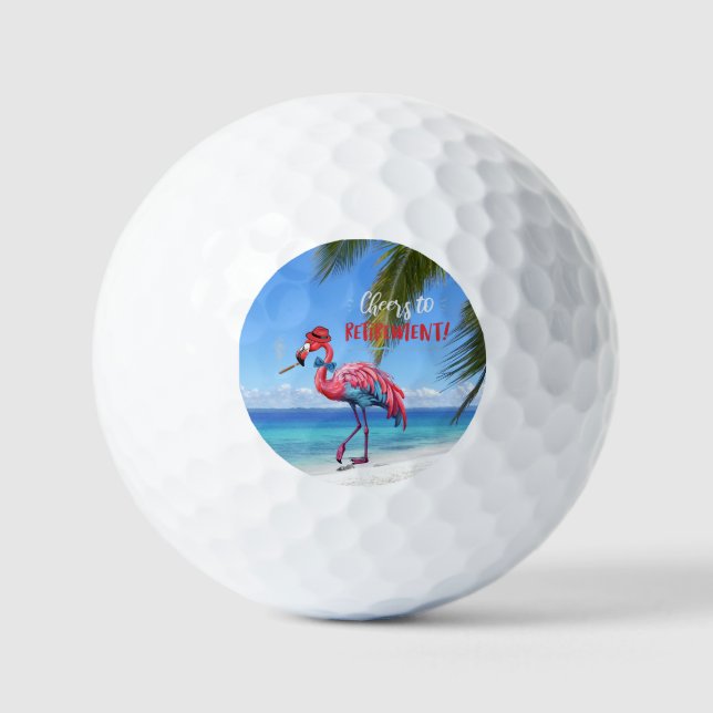 Balles De Golf Flamant rose de retraite sur Tropical Beach (Recto)