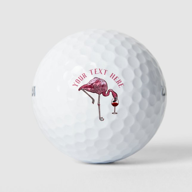 Balles De Golf Flamant rose personnalisé Boisson de vin nouveauté (Devant)