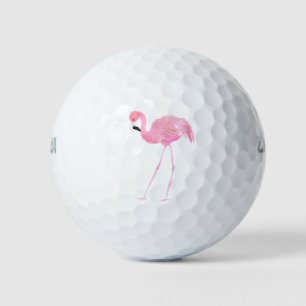 Balles De Golf Flamant rose rose 4 Aquarelle Illustration Golf Ba