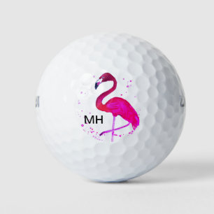 Balles De Golf Flamant rose rose Fille Tropical Bird Beach Monogr