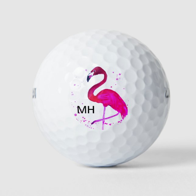 Balles De Golf Flamant rose rose Fille Tropical Bird Beach Monogr (Devant)