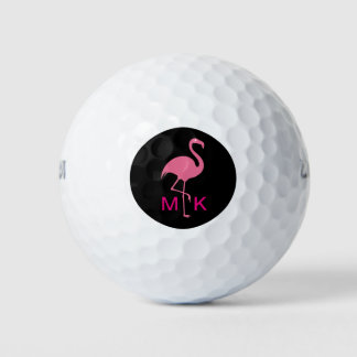 Balles De Golf Flaminigo rose tropicale monogramme