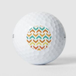Balles De Golf Flèches Rétro Chevron Orange Turquoise Or