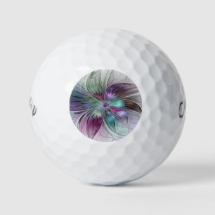 Balles De Golf Fleur Abstraite colorée Art moderne floral fractal