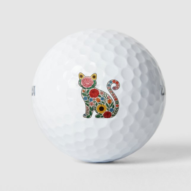 Balles De Golf Fleur Chat Fleurs Sauvages Amateur de Chatons (Devant)