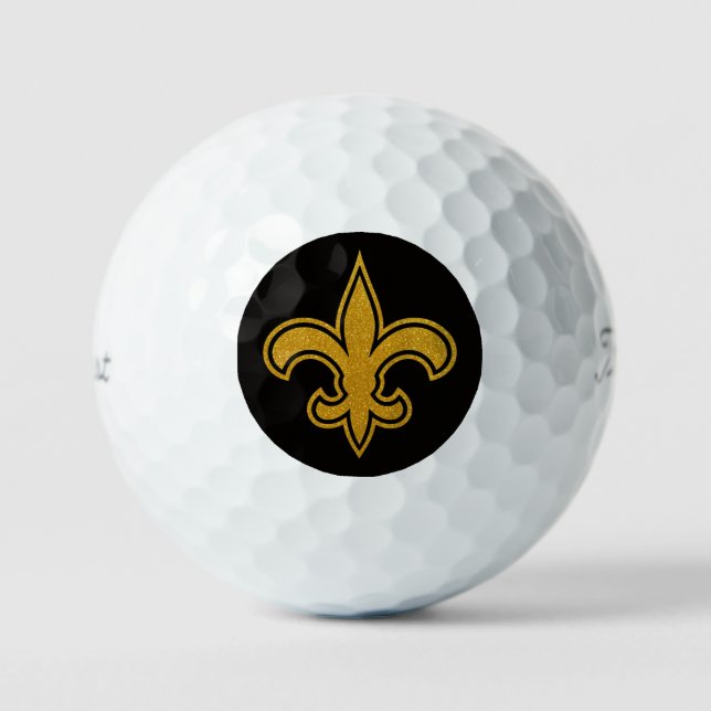 Balles De Golf Fleur De Lis Française Or et Noir (Recto)