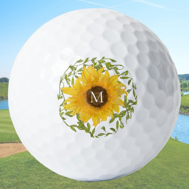 Balles De Golf Fleur de soleil jaune Floral personnalisé femmes (Créateur téléchargé)