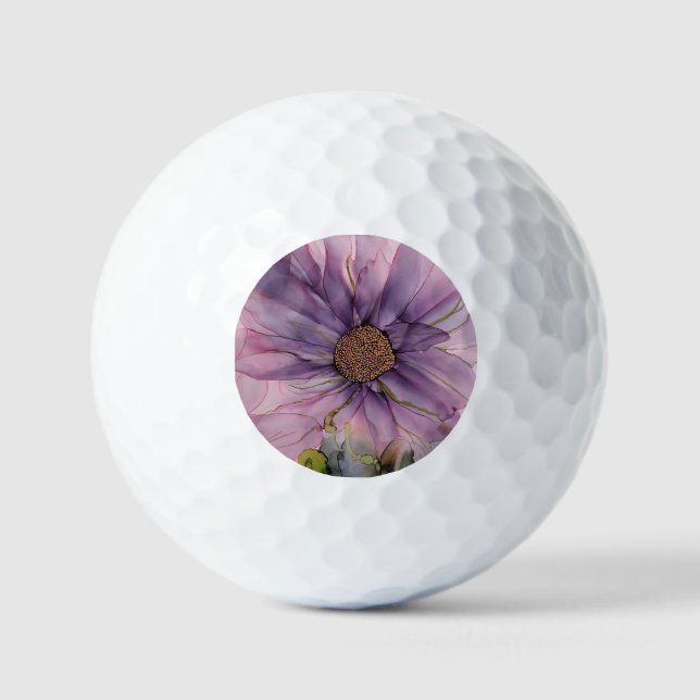 Balles De Golf fleur d'encre d'alcool rose et violet (Recto)