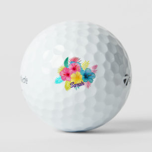 Balles De Golf Fleur hawaïenne tropicale personnalisée