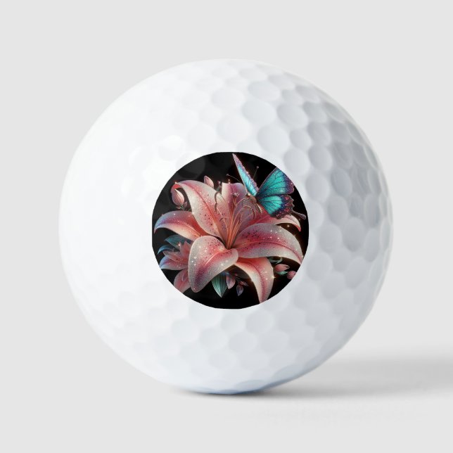 Balles De Golf Fleur Lily et Papillon (Recto)