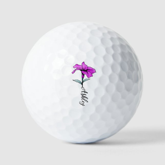 Balles De Golf Fleur Lit Rose Personnalisée (Recto)
