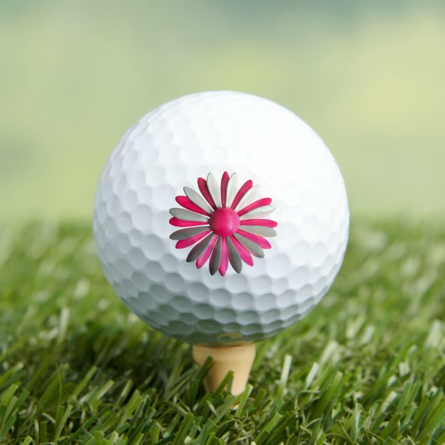 Balles De Golf Fleur marguerite rose ou votre logo Fleur florale  (T-shirt Insitu)