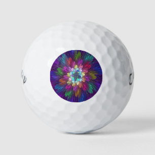 Balles De Golf Fleur psychédélique colorée Art fractal Abstrait