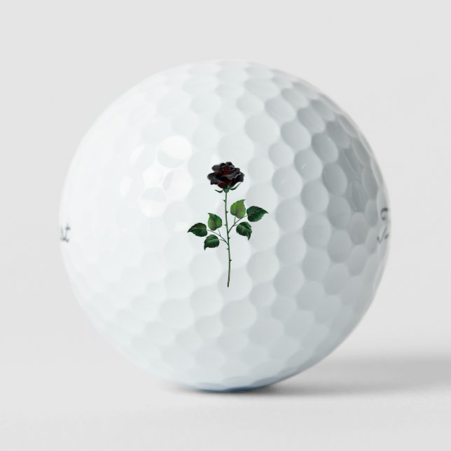 Balles De Golf Fleur rose noire (Recto)