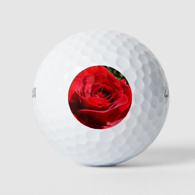Balles De Golf Fleur rose rouge vif Belle florale (Devant)