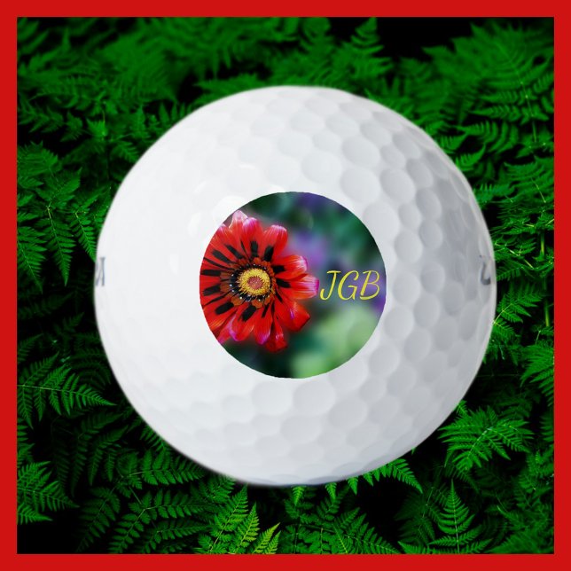 Balles De Golf Fleur rouge vif Gazania Floral (Créateur téléchargé)