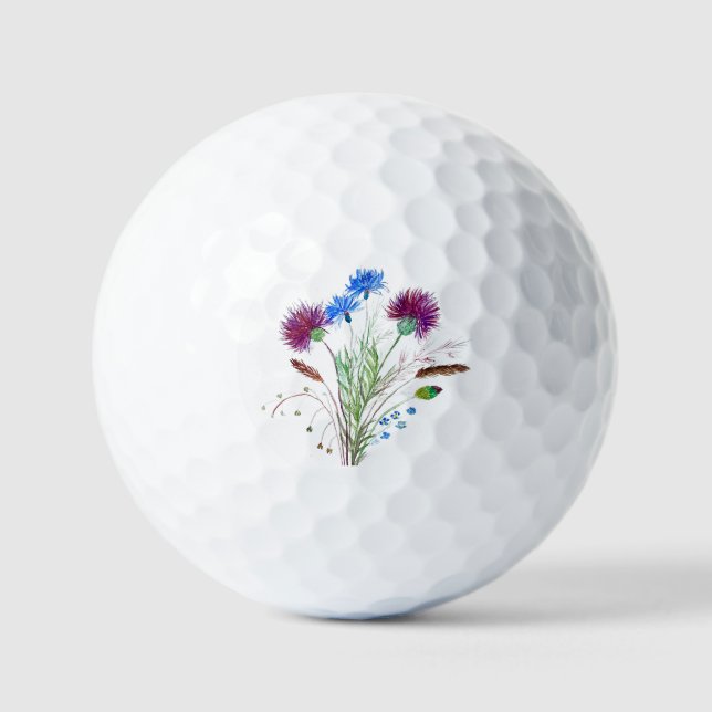Balles De Golf Fleur violet de chardon écossais Aquarelle écossai (Recto)