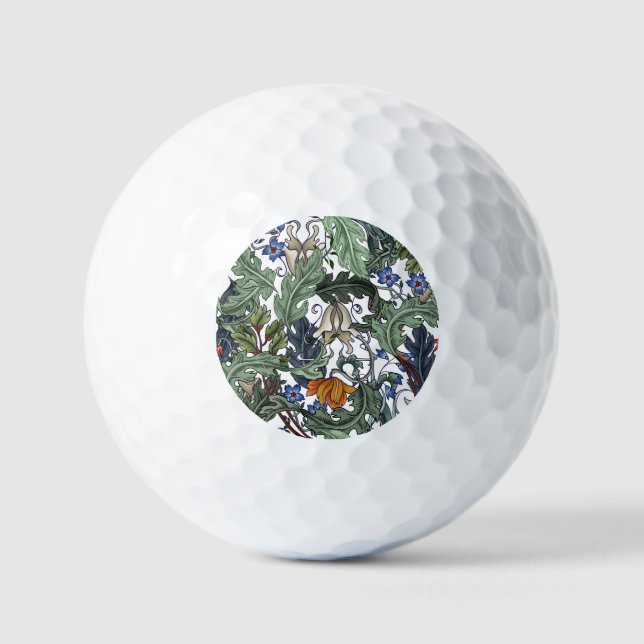 Balles De Golf Fleurs, art déco, moderne, sans soudure. (Recto)