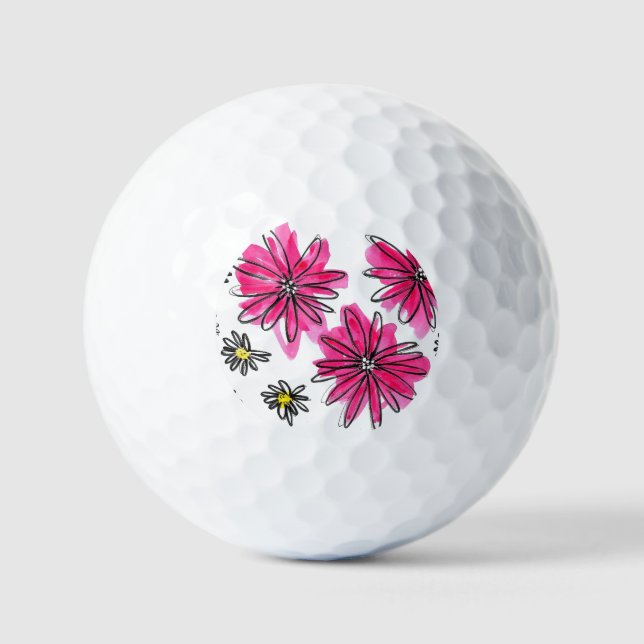 Balles De Golf Fleurs blanches et roses (Recto)