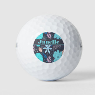 Balles De Golf Fleurs bleues rétro