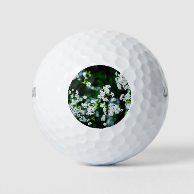 Balles De Golf Fleurs de cerisiers blancs Feuilles verts (Devant)