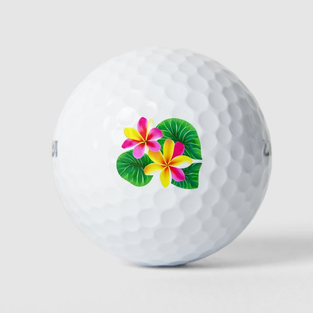 Balles De Golf Fleurs de la Plumeria tropicale (Devant)