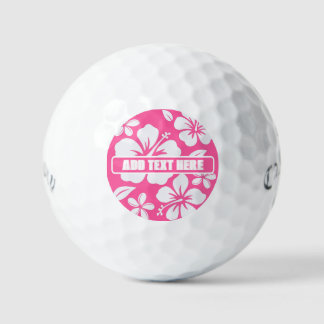 Balles De Golf Fleurs de plage rose tropicale