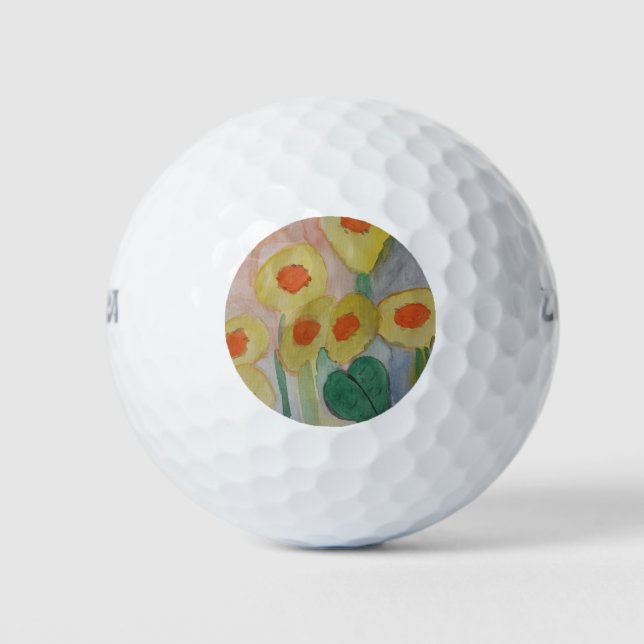 Balles De Golf Fleurs de soleil Abstraites (Devant)
