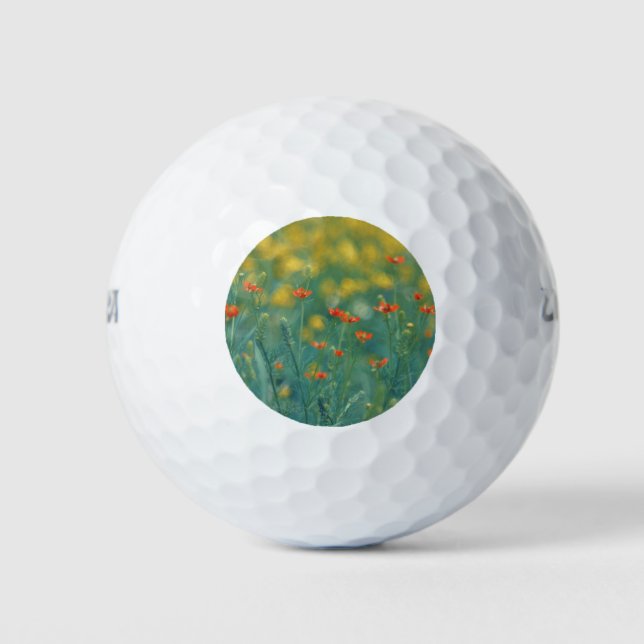 Balles De Golf Fleurs d'été (champ floral) (Fleurs rouges) (Devant)