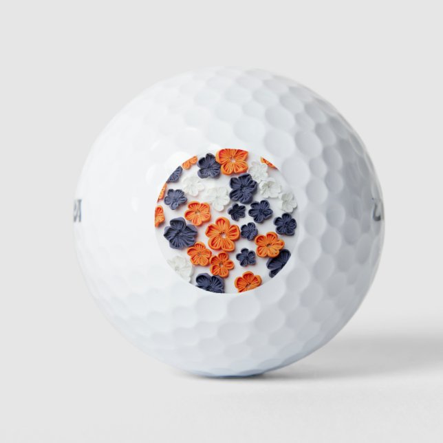 Balles De Golf Fleurs en tissu cousu à la main printemps orange b (Devant)