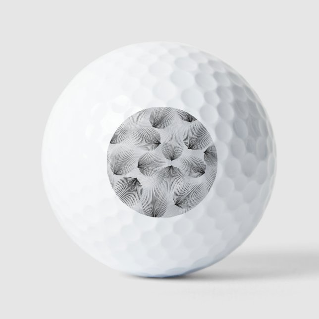 Balles De Golf Fleurs noires Abstraites : Elégance Grise. (Recto)