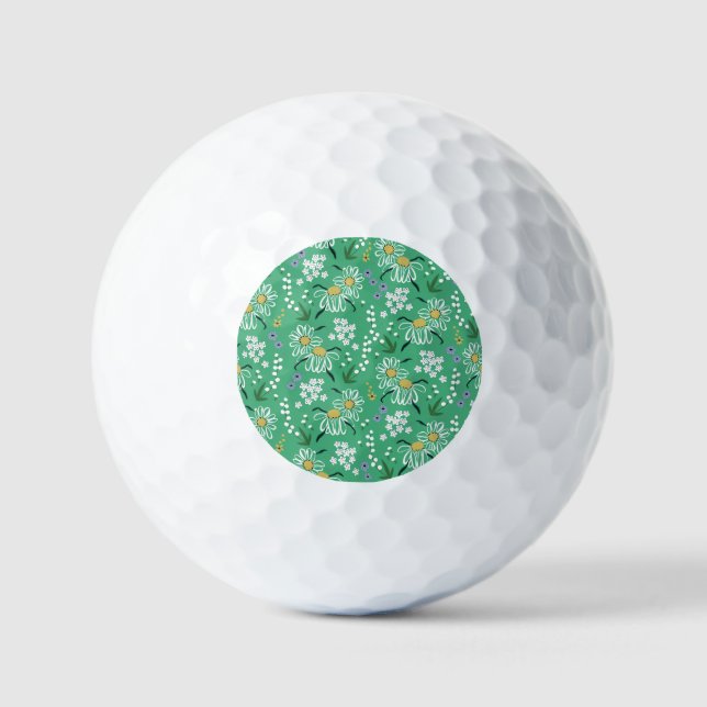Balles De Golf Fleurs Rétro, Motif Botanique Sans Seamless. (Recto)