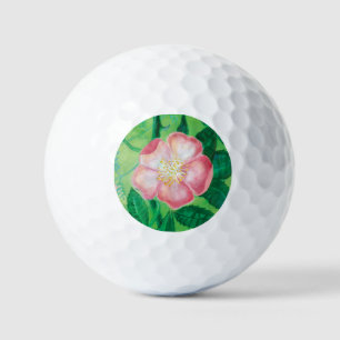 Balles De Golf Fleurs Roses roses et Feuilles verts illustrations