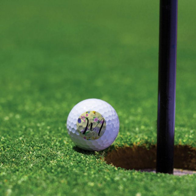 Balles De Golf Fleurs sauvages délicats en jaune clair. Personnal (Créateur téléchargé)