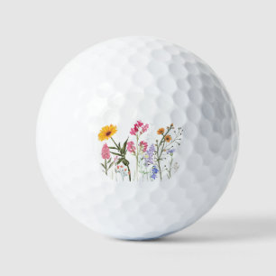 Balles De Golf Fleurs sauvages, Vintage Pastel Floral Botanique